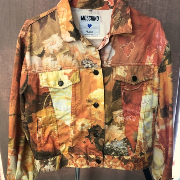 Moschino Autumn Flowers 90s Printed Crop Jacket Rare Vintage Piece - Picture 2 of 14